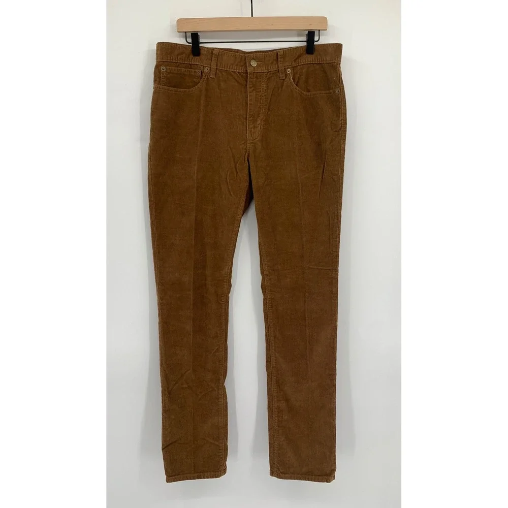 J Crew Corduroy Pants Mens 34x34 Brown Slim Fit Flex Stretch Fall Preppy